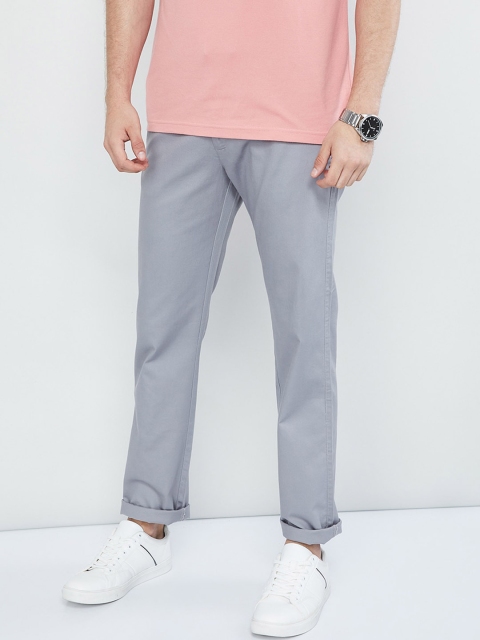 max Men Grey Regular Fit Solid Chinos