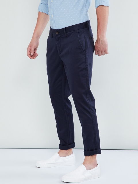 max Men Blue Regular Fit Solid Chinos