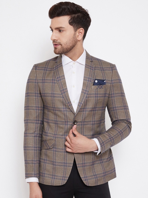 Spirit Men Khaki & Blue Checked Tailored-Fit Single-Breasted Sustainable Casual Blazer
Spirit Men Khaki & Blue Checked Tailored-Fit Single-Breasted Sustainable Casual Blazer