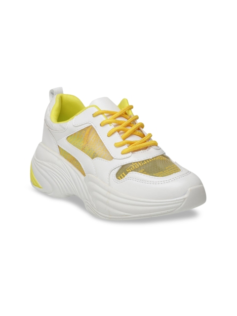 Carlton London sports Women White & Yellow Colourblocked Driving Shoes