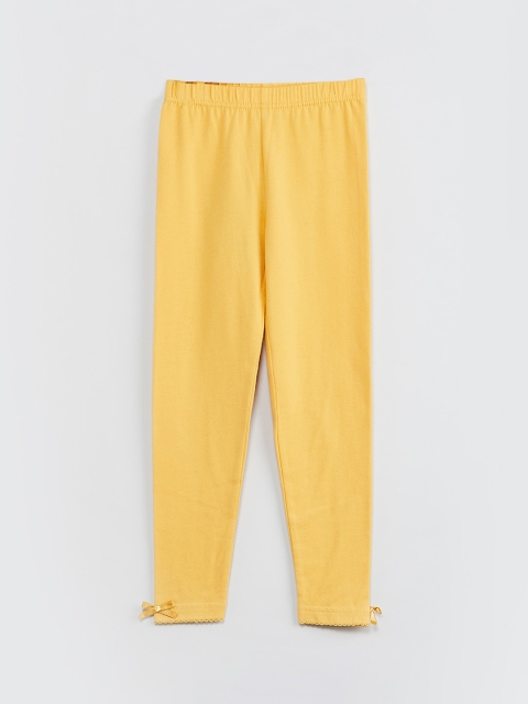 max Girls Yellow Solid Ankle-Length Leggings