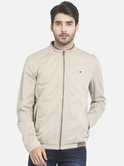 t-base Men Beige Solid Lightweight Bomber