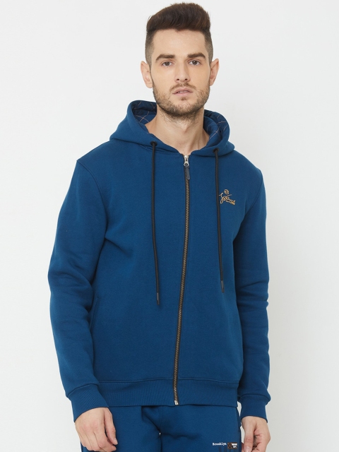 Sweet Dreams Men Navy Blue Solid Hooded Sweatshirt