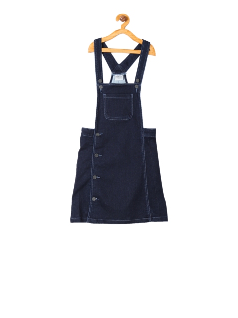 Cherokee Girls Navy Blue Denim Dungaree Skirt
