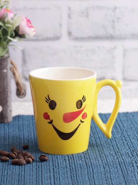 WISHTANK Yellow Printed Ceramic Cup