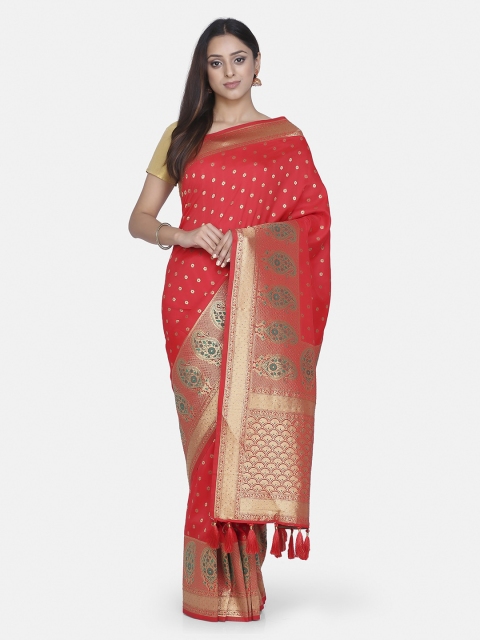 BOMBAY SELECTIONS Red & Gold-Coloured Art Silk Woven Design Handloom Jamdani Saree
BOMBAY SELECTIONS Red & Gold-Coloured Art Silk Woven Design Handloom Jamdani Saree