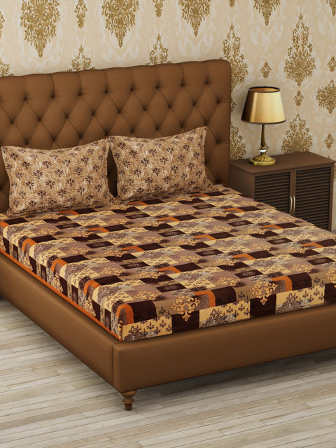 METRO LIVING Beige & Black Ethnic Motifs 120 TC Cotton 1 Queen Bedsheet with 2 Pillow Covers 
METRO LIVING Beige & Black Ethnic Motifs 120 TC Cotton 1 Queen Bedsheet with 2 Pillow Covers