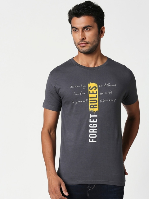 Bewakoof Men Grey Printed Round Neck T-shirt