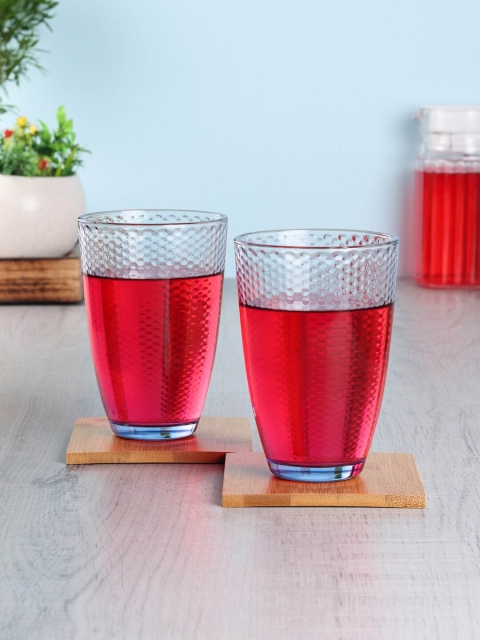 ceradeco Transparent 6 Pieces Textured Juice Glasses