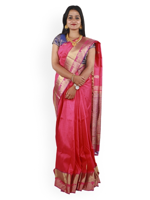 APCO Pink Pure Silk Solid Dharmavaram Sustainable Saree