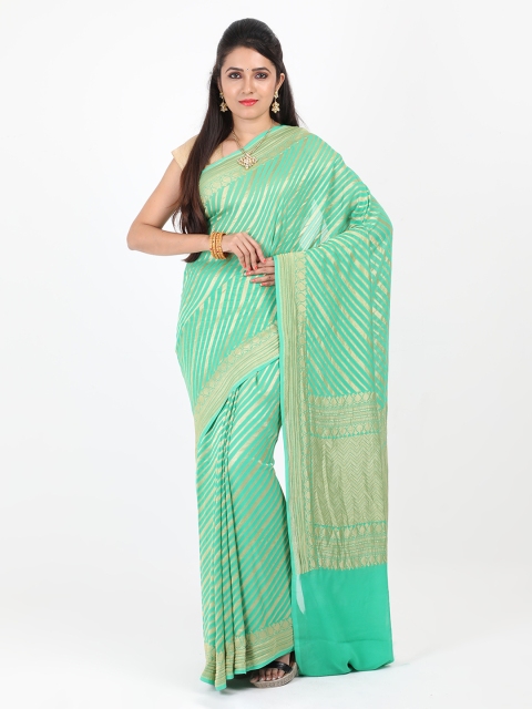 SABOO COLLECTIONS Green & Gold-Toned Pure Silk Woven Design Banarasi Saree