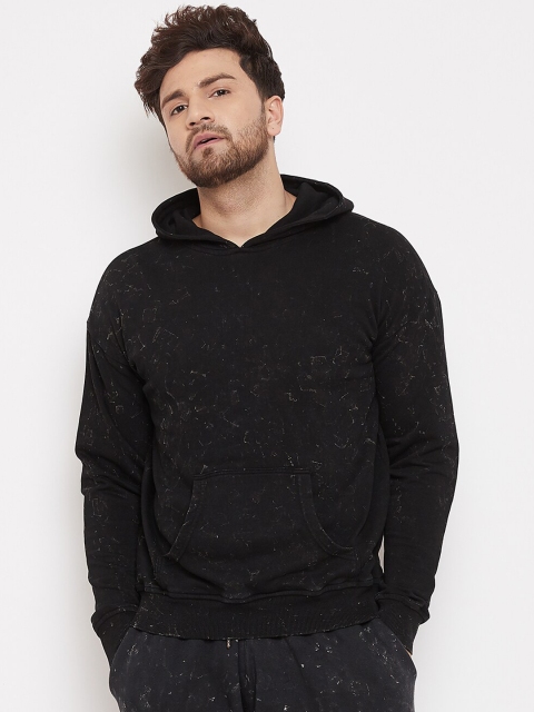 FUGAZEE Men Black Printed Hooded Sweatshirt