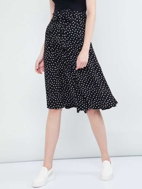 max Women Black & White Printed A-Line Skirt