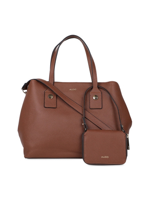 ALDO Brown PU Structured Handheld Bag