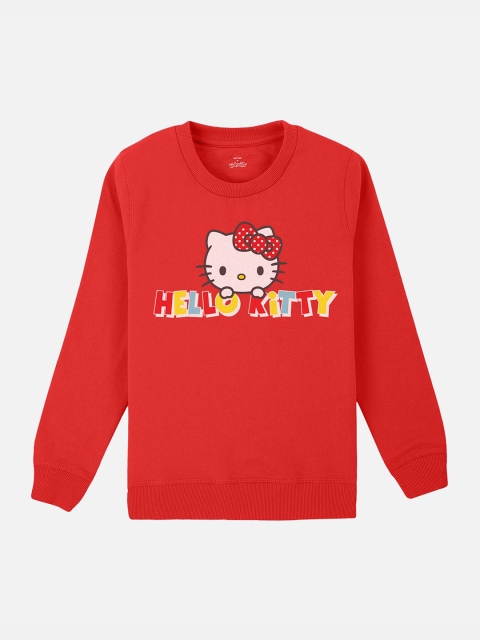 Kids Ville Girls Red & White Hello Kitty Print Sweatshirt