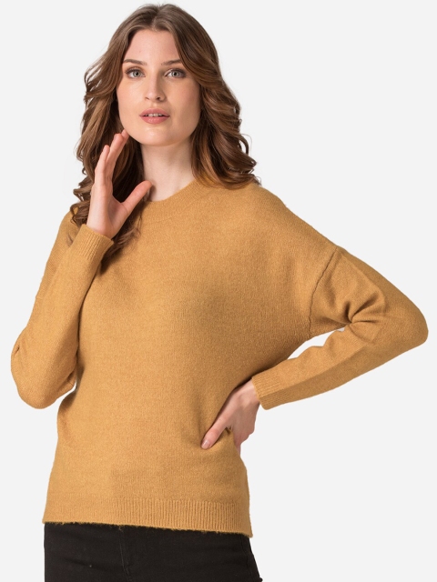 Mode by Red Tape Women Mustard Yellow Solid Pullover Sweater