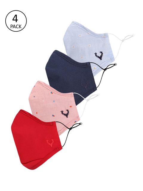 Allen Solly Women Pack of 4 Reusable 3-Layers Cloth Masks, Pink