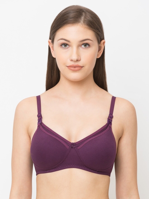 MomToBe Purple Solid Non-Wired Lightly Padded Maternity Bra 5507rewinesolidfb-30-