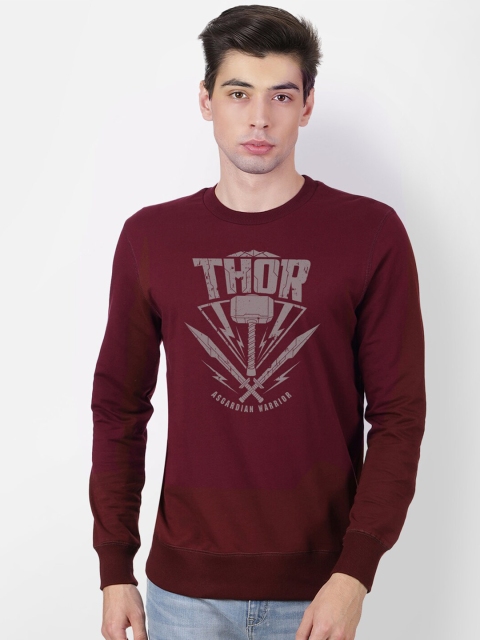 Free Authority Men Maroon Thor Print Sweatshirt