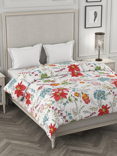 Portico New York White & Red Floral Heavy Winter 120 GSM Double Bed Comforter