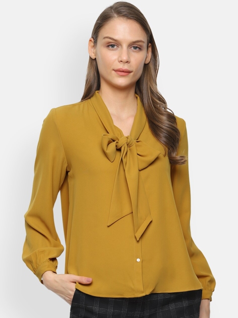 Van Heusen Woman Mustard Yellow Solid Shirt Style Top