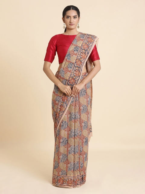 Taneira Multicoloured Pure Cotton Block Print Saree, Multi