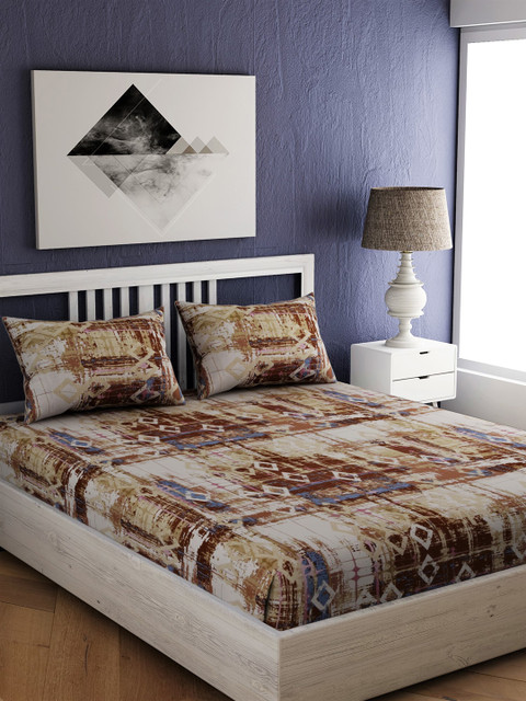 EverHOME Beige & Maroon Abstract 210 TC Cotton 1 Queen Bedsheet with 2 Pillow Covers
EverHOME Beige & Maroon Abstract 210 TC Cotton 1 Queen Bedsheet with 2 Pillow Covers