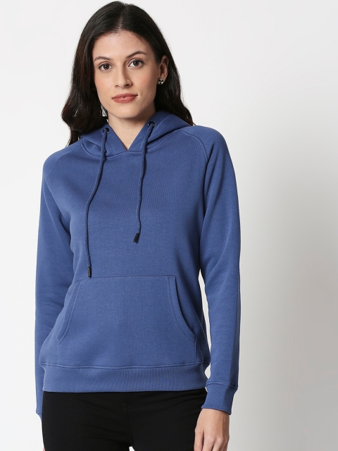 Bewakoof Women Blue Solid Hooded Sweatshirt