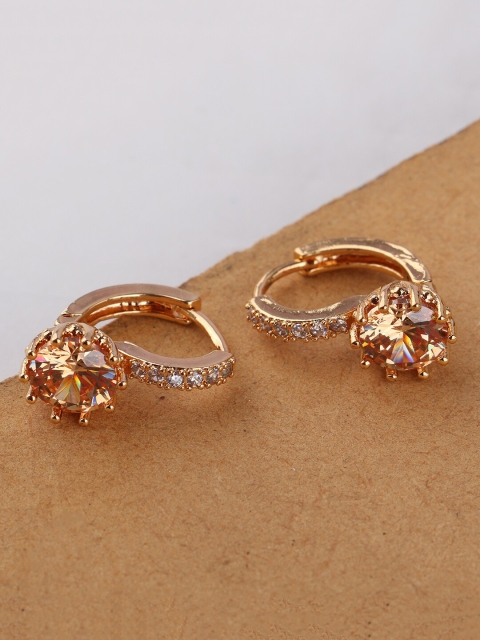 ANIKAS CREATION Gold-Toned Circular Hoop Earrings