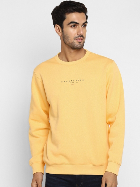 Octave Men Yellow Solid Sweatshirt