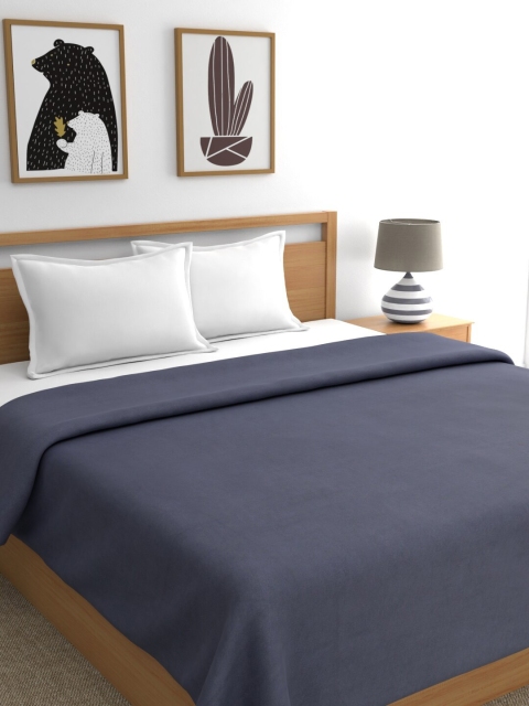 A Homes Grace Charcoal Grey Solid Mild Winter 300 GSM Double Bed Blanket