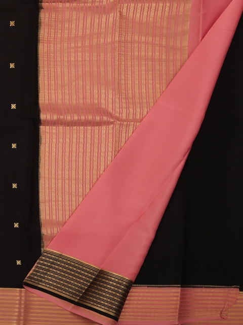 Pothys Black & Pink Pure Silk Woven Design Mysore Silk Saree