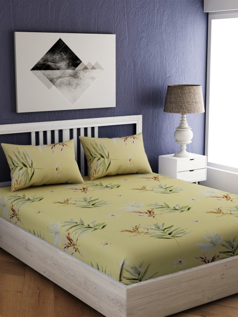 EverHOME Mustard Yellow & Green Floral 210 TC Cotton 1 Queen Bedsheet with 2 Pillow Covers
EverHOME Mustard Yellow & Green Floral 210 TC Cotton 1 Queen Bedsheet with 2 Pillow Covers