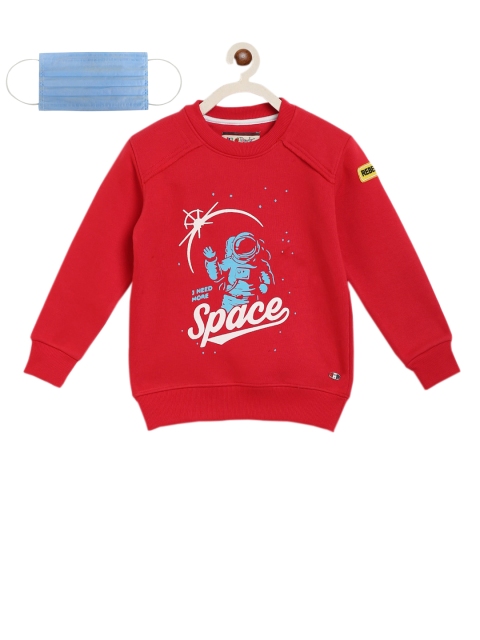 Lil Tomatoes Boys Red Printed Sweatshirt