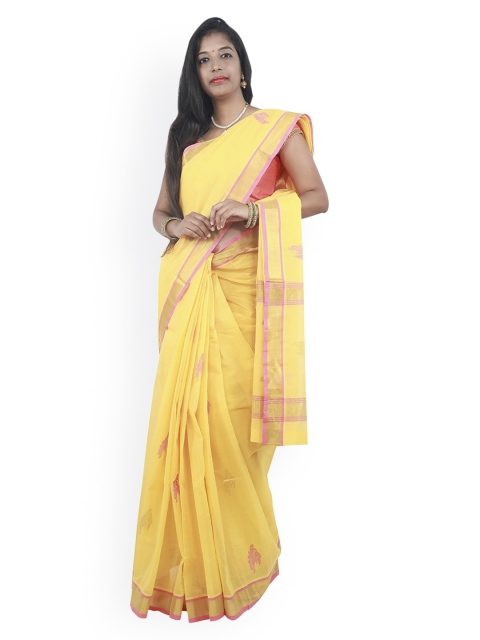 APCO Yellow Pure Cotton Printed Venkatgiri Saree