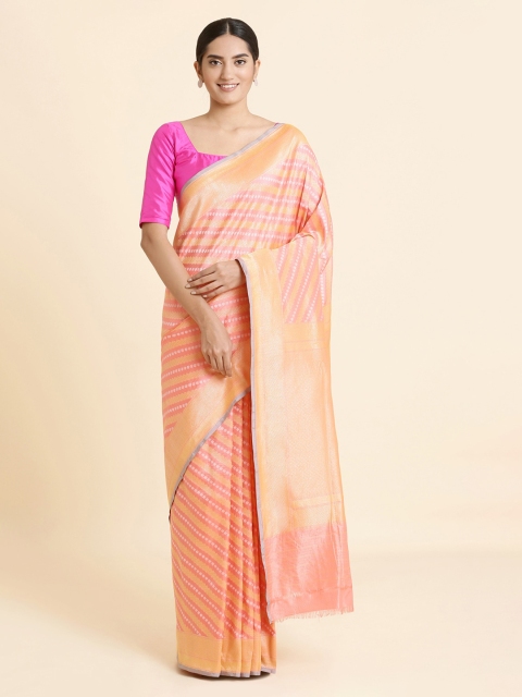 Taneira Pink & Yellow Handwoven Banarasi Saree