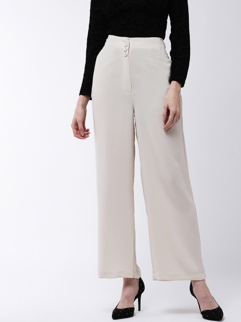 MAGRE Women Beige Flared Solid Parallel Trousers