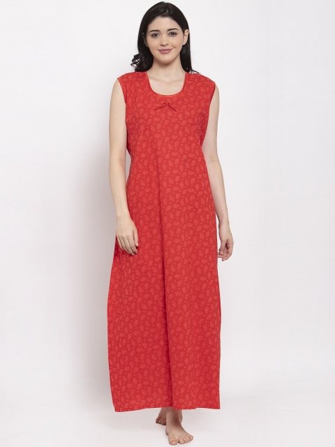 Secret Wish Red Printed Nightdress