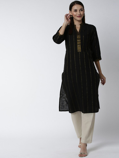 Soch Women Black Striped Straight Kurta
Soch Women Black Striped Straight Kurta