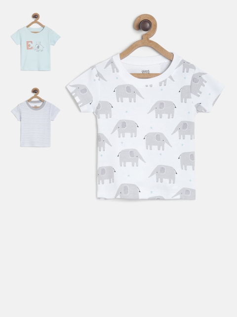 MINI KLUB Boys Pack of 3 Printed Round Neck T-shirts, White