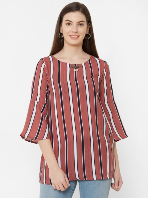 Juliet Women Peach-Coloured Striped Top