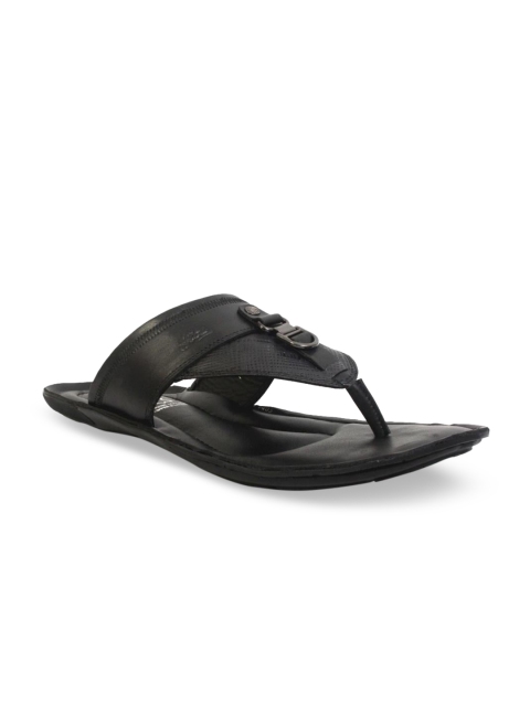 Hitz Men Black Leather Comfort Sandals