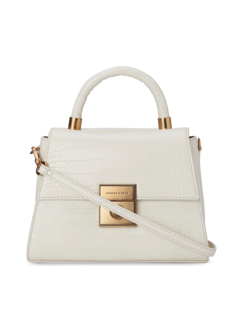 CHARLES & KEITH Cream-Coloured Solid Handheld Bag