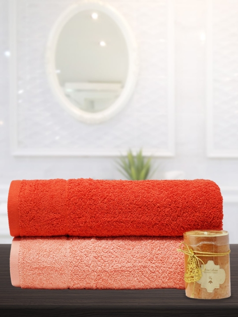 Trident Unisex Set of 2 500 GSM Bath Towels, Red