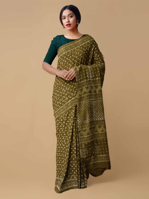 Unnati Silks Green Printed Kota Saree