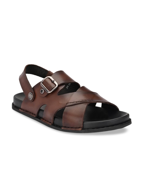 Hitz Men Brown Comfort Leather Sandals