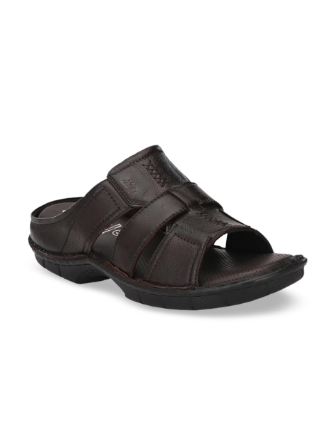 Hitz Men Brown Leather Comfort Sandals