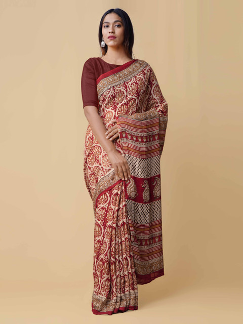 Unnati Silks Red & Beige Pure Cotton Printed Kota Saree
Unnati Silks Red & Beige Pure Cotton Printed Kota Saree