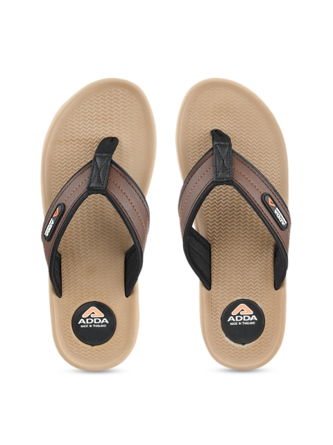Adda Men Beige & Brown Solid Thong Flip-Flops