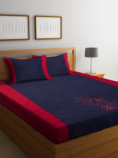 DECOREALM Navy Blue & Red Striped 300 TC Cotton 1 King Bedsheet with 2 Pillow Covers
DECOREALM Navy Blue & Red Striped 300 TC Cotton 1 King Bedsheet with 2 Pillow Covers
